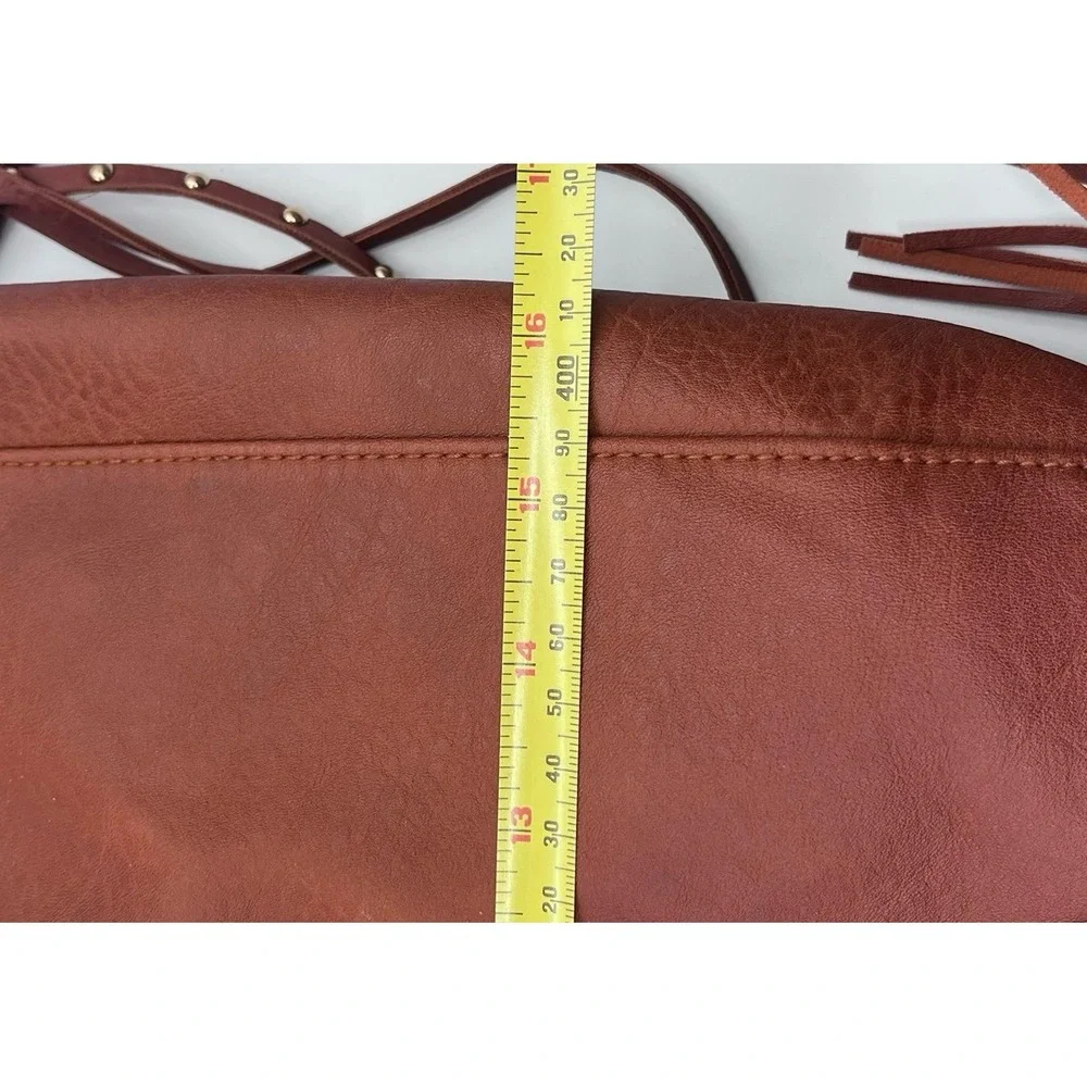 Big Buddha Faux Leather Hobo Bag Brown Boho Ring Tassel Braided Strap Large - Picture 9 of 9